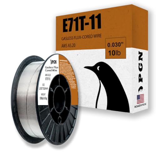 PGN Flux Core Welding Wire - E71T-11 .030 Inch, 10 Pound Spool - Gasless Mild Steel Welding Wire with Low Splatter - For All Position Arc Welding