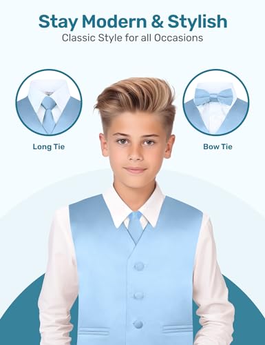 S.H. Churchill & Co. Boy's 4 Piece Vest Set, with Bow Tie, Neck Tie & Pocket Hankie2