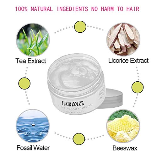 White Temporary Hair Dye Color Wax,Hair Color Dye,Acosexy 4.23Oz Instant Hairstyle Mud Cream,Natural Hair Spray Coloring Wax Material Disposable Hair Styling Clays Ash For Kids Cosplay,Party,Masquerade,Halloween (White) #TOP4