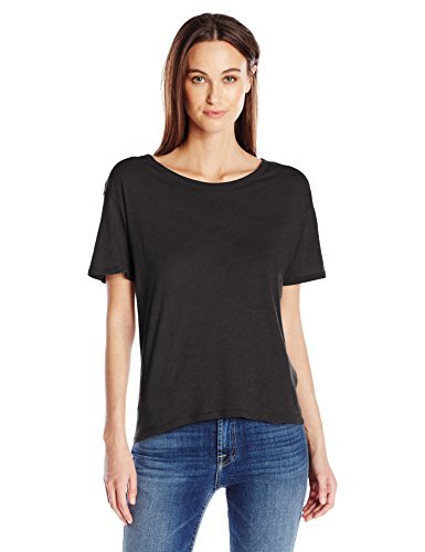 Enza Costa Women's S/s Cropped Boy Tee, Black, L