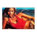Jessica Alba Impression sur toile avec autographe pour dcoration murale de salon, chambre  coucher 60 x 90 cm