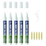 YaoQiYou 5 Pieces Pens Grout Paint Pens Repair Marker with Replaceable Nib Tips to Restore Grout Lines,Make Grout White Again (White)