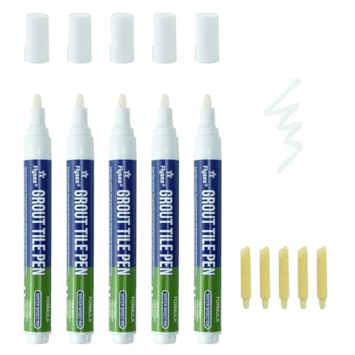 YaoQiYou 5PCS Grout Tile Pens Gap Repair Pen Wall Grout Restorer Marker Pen for Bathroom Wall Floor...