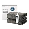 LIVIVO Electric Heated Blanket, 160x130cm – Ultra Soft Fleece Electric Over Blanket Throw with 9 Heat Settings, Timer, Auto Shut-Off – Energy Efficient & Machine Washable - Cool Grey