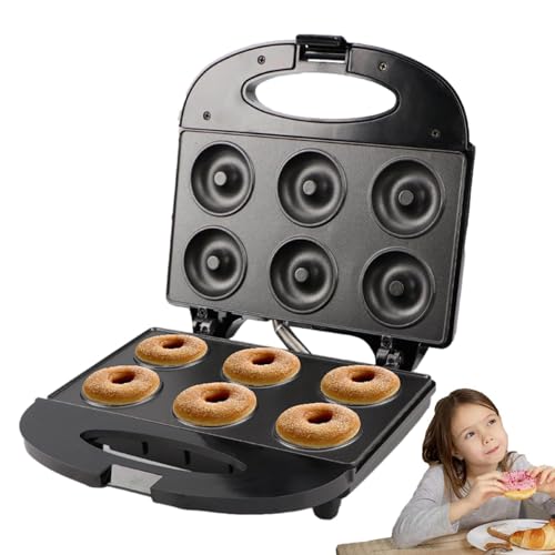 Dewireaey Máquina Donutera, Electrodoméstico Para Hornear Antiadherente Con 6 Moldes, Máquina para Hacer Muffins de 750W, Para Hogar Familia Desayuno Postre Snack Tentempié Panqueque Magdalena