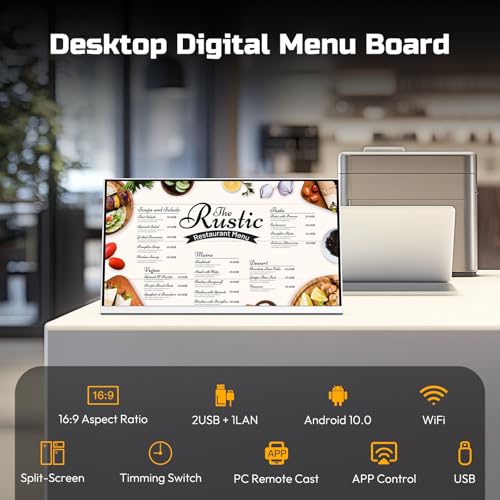 Image of 27 Inch Desktop Digital Menu Board, HD Digital Signage Retail Store Monitor, Commercial Display Advertising Screen Android with CMS, Electronic Menu Display for Milk Tea Shop /Restaurant
