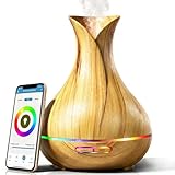 Smart WiFi Wireless Essential Oil Aromatherapy Diffuser - Works with Alexa & Google Home – Phone App & Voice Control - 400ml Ultrasonic Diffuser & Humidifier - Create Schedules - LED & Timer Settings