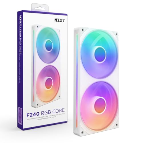 Immagine di NZXT F240 RGB Core - Telaio singolo 240 mm con 2 ventole RGB 120 mm - Controllo velocità illuminazione - Alta pressione statica e flusso d'aria - Cuscinetti fluidodinamici - 8 LED aRGB - Bianco