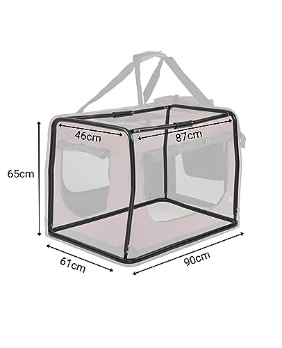 Hundetransportbox faltbar für Reise & Auto, 90x61x65 cm, stabile Transportbox mit Tragegriffen & Decke für Katzen & Hunde bis 22 kg, robuste Hundebox aus Stoff für klein & groß, dunkelrot – Bild 6