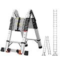 SEEKNEW 20.3 FT Telescoping Ladder, A Frame, Aluminum Extension Ladder, 330 lbs Capacity with Triangular Stabilizers, Portable Collapsible Ladder for Home, Roof and RV; Silver