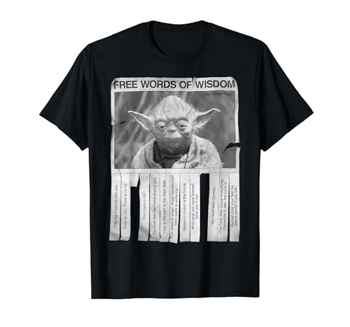 Star Wars Yoda Poster Words Of Wisdom Graphic T-Shirt, Men, Black, Small