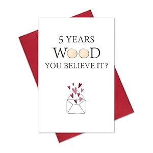 5 Year Anniversary Card Gifts for Him Her, Funny Wood Anniversary Card, 5th Anniversary Card Gifts for Wife Husband…