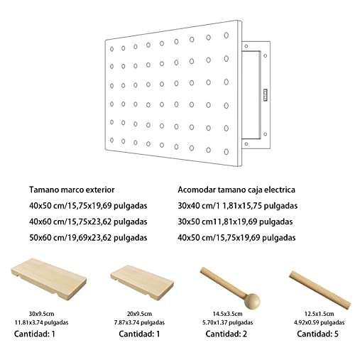 Couvercle boîte électrique décorative vide vertical avec panneau perforé bois et étagère - 3