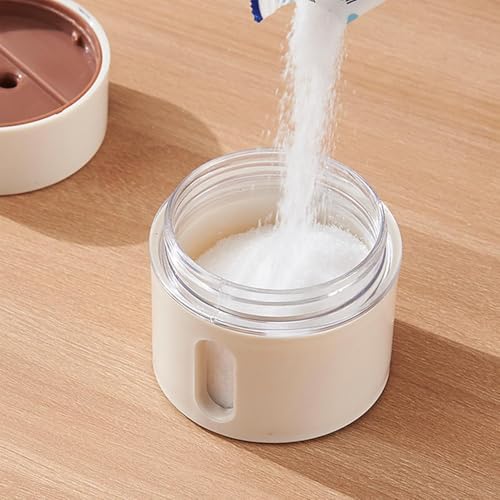 Image of Wall-Mounted Magnetic Spice Rack, Rotating Containers, White, ABS Material, Minimalist Modern Style, Space-Saving Kitchen Organizer (4)