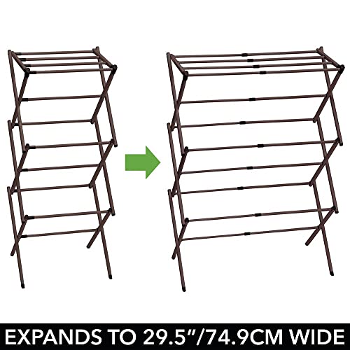 Mdesign Tall Vertical Foldable Laundry Drying Rack - Compact, Portable And Collapsible For Storage - Large Capacity, Expands To 29.5 Inches, Bronze #TOP2