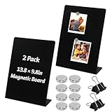 Solryne 2 Pack Magnet Bulletin Board, 13.8 x 9.8 inch Large Magnetic Board, Display for Memos, Photos & Documents, Magnet Display Stand for Home, School, Kitchen, Office, Hotel (Black)