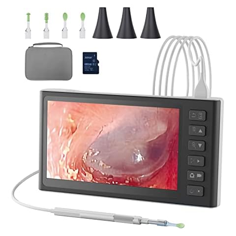 Digital Ear Otoscope with 6 LED Lights Zealtron 7 Inch Ear Wax Removal Tool Ear Wax Cleaner with 3.9mm Camera Visual Ear Wax Removal Kit Ear Camera Supports Photo Snap and Video Recording, 32GB Card Cover
