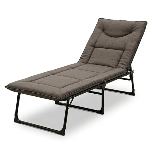 Image of EYUVAA LABEL Folding Recliner Bed for Adults,5-Position Adjustable Folding Bed,Heavy Duty 150KG Capacity Metal Frame Camping Cot,Foldable Sleeping Bed for Home, Office, & Travel Use ((193x68x33 cm))