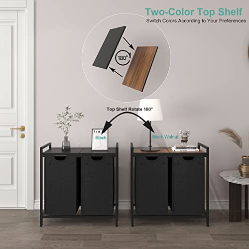 Laatooree Laundry Hamper, Two-Color 2 × 48L Laundry Basket With 2 Removable Laundry Sorter Bags And Top Shelf, Clothes Hamper For Laundry Room, Bathroom #TOP1