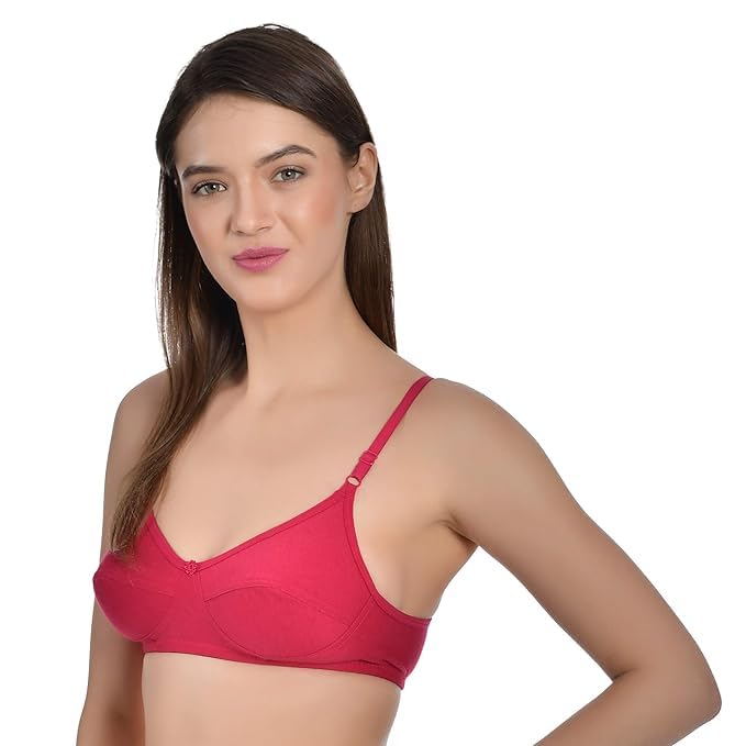 Image of Aimly Women's Cotton Non-Padded Non-Wired Solid Multicolor Bra Combo Pack of 6