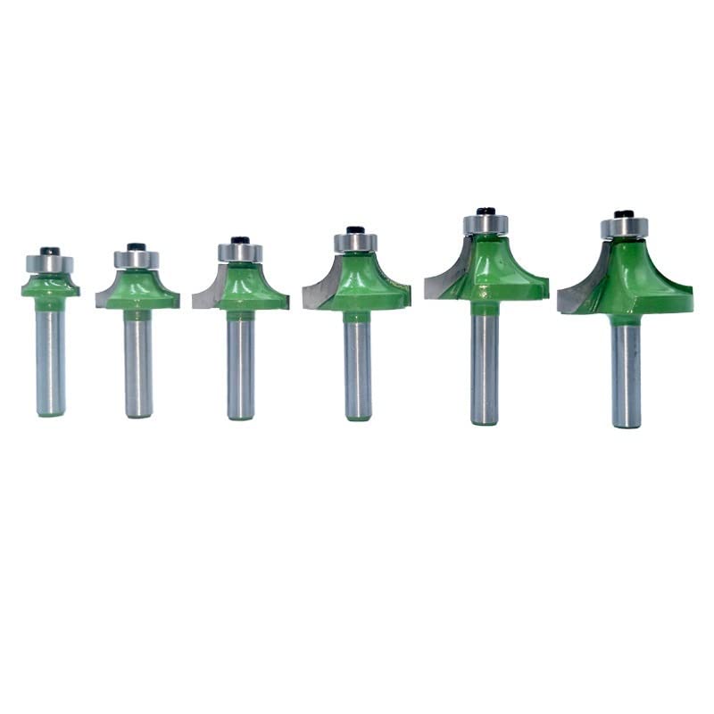 6 uds 8mm esquina redonda sobre broca de enrutador con rodamiento fresa for herramienta de carpintería de madera carburo de tungsteno MC02048