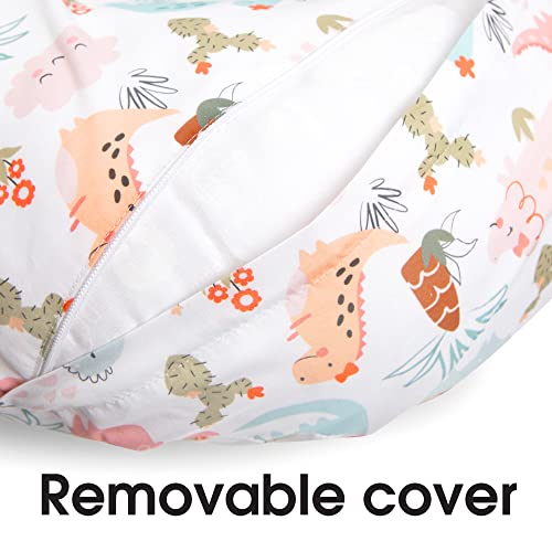 Boppy Nursing Pillow And Positioner—Original | Blush Baby Dino | Breastfeeding, Bottle Feeding, Baby Support | With Removable Cotton Blend Cover #TOP4
