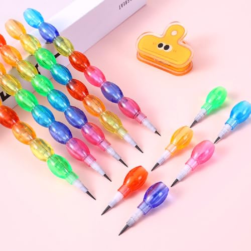 Acfun 12 lápices apilables de plástico coloridos miniatura 6