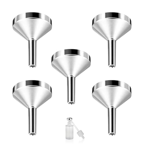 5 Stück Mini Trichter Küche Aluminium Trichter Klein Einfülltrichter Kleiner Funnel Minitrichter Kleine Metalltrichter Aluminiumtrichter für Parfüm Flaschen Kosmetik Liquid Dosiertrichter Set (S)