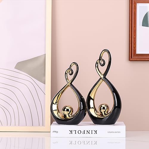 Decoración Abstracta de Cerámica Negra y Dorada miniatura 5