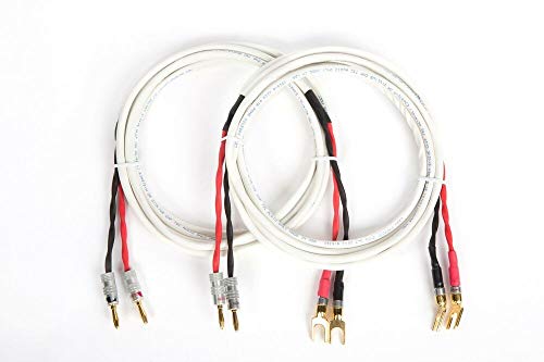 50 Ft Pure Copper Wire Speaker Cable 2 Spade /2 Banana Plugs Pair