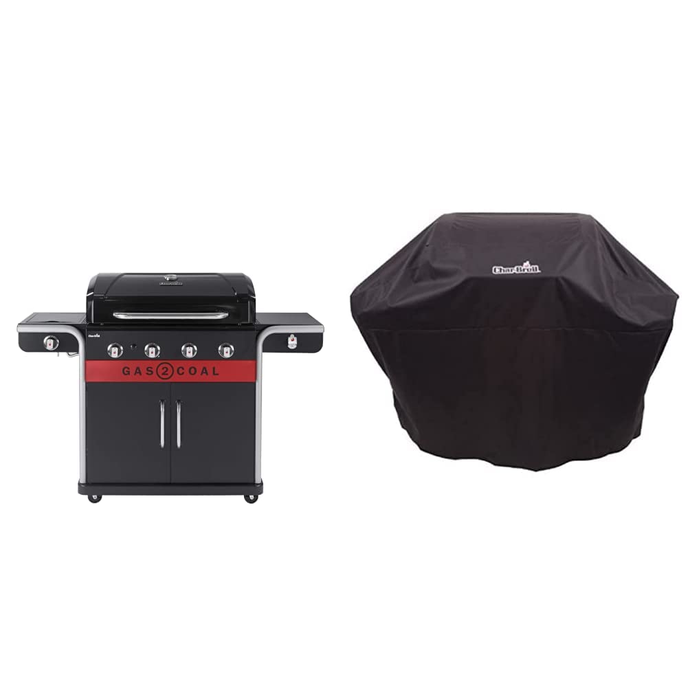 Char-Broil Gas2Coal 2.0 440 Barbacoa de gas - 30 mbar + funda universal para barbacoa de gas de tres o cuatro quemadores, negra.