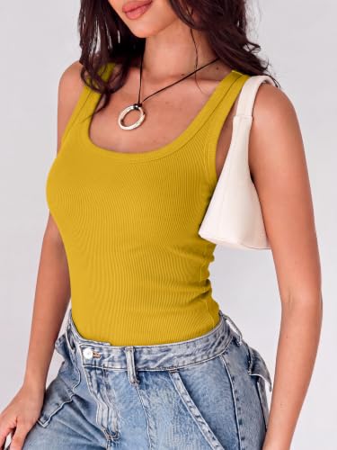 Image of ANRABESS Womens Square Neck Ribbed Tank Tops 2026 Summer Sleeveless Shirts