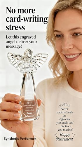 Retirement Gift for Woman Engraved Crystal Angel - Image 5