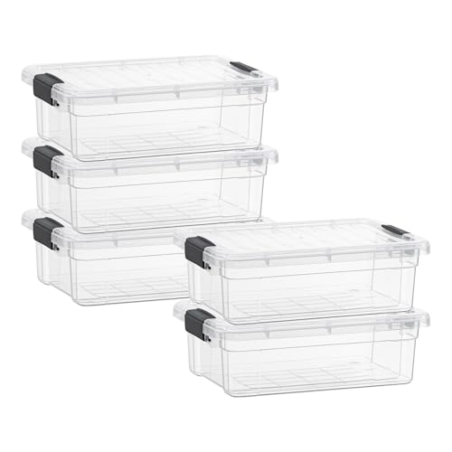 Image of Superio 2.3 Quart Clear Plastic Storage Containers with Lids, Stackable Organizer Bins, BPA-Free Storage Boxes for Home, Office, Dorm & Classroom, 5 Pack