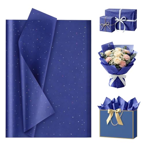 60 Sheets Sparkle Blue Tissue Paper for Gift Bags and Gift Wrapping