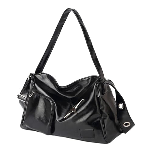 Borsa a tracolla da tote per borsa sotto le ascelle per vacanze lavoro passeggiate feste allaperto donna elegante pelle sintetica nero