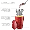 Tea Forte Warming Joy Kati Cup, Ceramic Loose Leaf Tea Infuser Cup with Basket and Lid, 12oz Double Walled Tumbler with Stainless Steel Influser and Gift Box