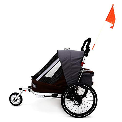 Rimorchio Per Bicicletta 2 In 1 Pieghevole Per Bambini (1-2 Posti) – Si Trasforma In Passeggino Con Sospensioni E Tanto Spazio
