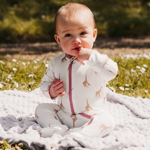 Image of Bamboo Little Soft Baby Footie Pajamas, Baby Clothes, Newborn Sleepers, 95% Viscose and 5% Spandex, 0-24 Months
