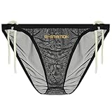 [ジーステーション] M ブラック STC 紐パン シースルー水着 透け メンズ ビキニ セクシー スイムウェア