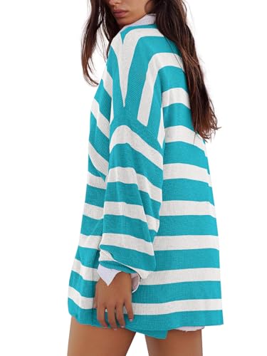 Image of Panadila Womens Striped Sweater Set Oversized Lounge Sets Matching Pajamas Long Sleeve Sweater Top and Shorts