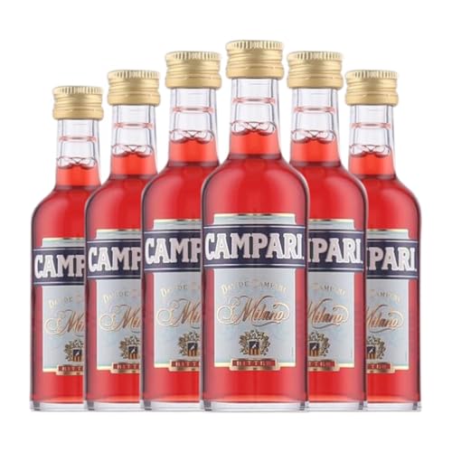 Licores Campari Bitter Botellín Miniatura 5 cl (Caja de 6 Botellín Miniatura de 5 cl)