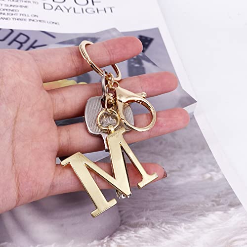 Laxpicol Gold Letter M Keychain For Women Men Purse Handbags Metal Alphabet Initial Letter Key Ring Keychain #TOP2