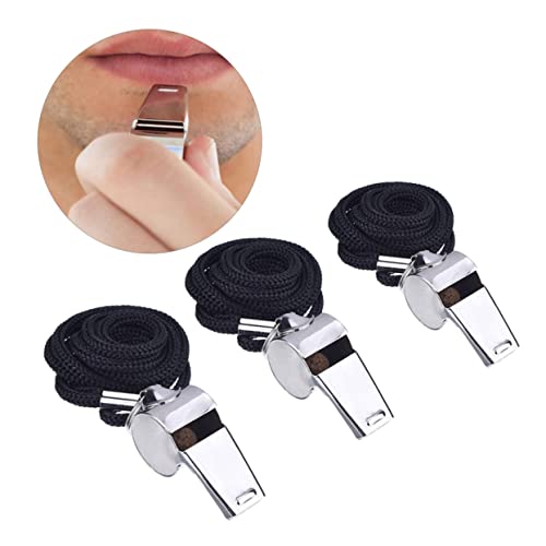 3 silbatos de acero inoxidable GANAZONO con cuerda negra miniatura 6