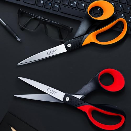 Miniatura 3 de Ccr Juego De Tijeras Para Zurdos, 21.5cm, Empuñadura Cómoda, Acero Inoxidable, 2 Piezas, Rojo, Naranja