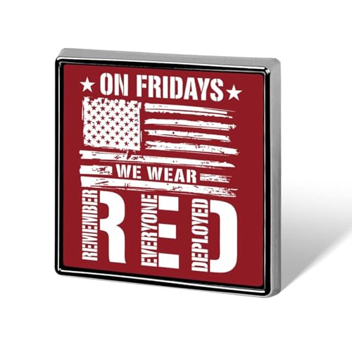 Remember Everyone Deployed Square Brooch Pins ON FRIDAY WE WEAR Red Friday Brooches Novelty Graphic Pin