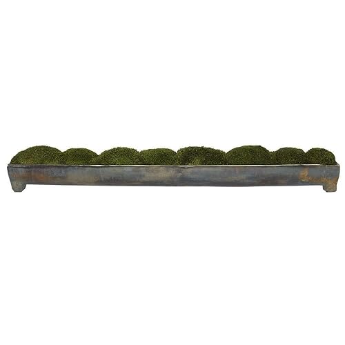 Uttermost Centro de mesa Canal Green Moss de 34" W en bandeja de bronce oxidado