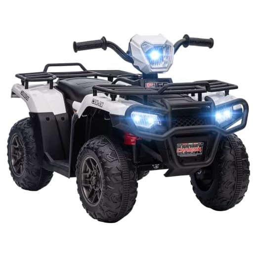 Aosom 12V Kids ATV Battery-Operated with AUX Port & USB, Kids 4 Wheeler with Tough Wear-Resistant Tread, Electric Four Wheeler Kids Ride on Car Electric Car, White