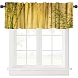 Yearn Jear Bamboo Print Valance Curtains Nature Japanese Asian Plant Rod Pocket Valance Window Treatments Short Curtains for Kitchen Farmhouse Living Room Bathroom Decor 54 x 18 in 1 Panel