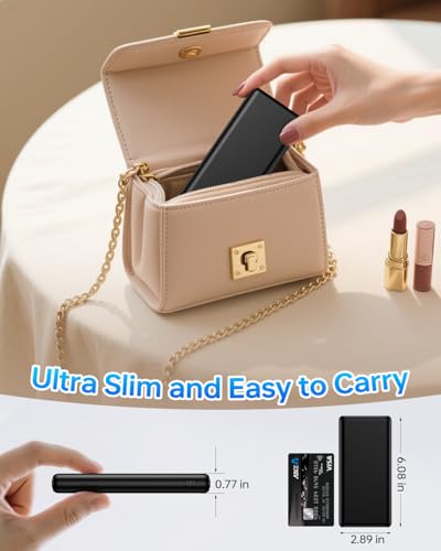 ZZI Portable Charger, 32000mAh 5V/3A Power Bank with Dual 22.5W High-Speed Charging, Thinnest Travel Essentials with LED Display, Battery Pack Compatible with iPhone Samsung iPad etc (Black) - Image 3